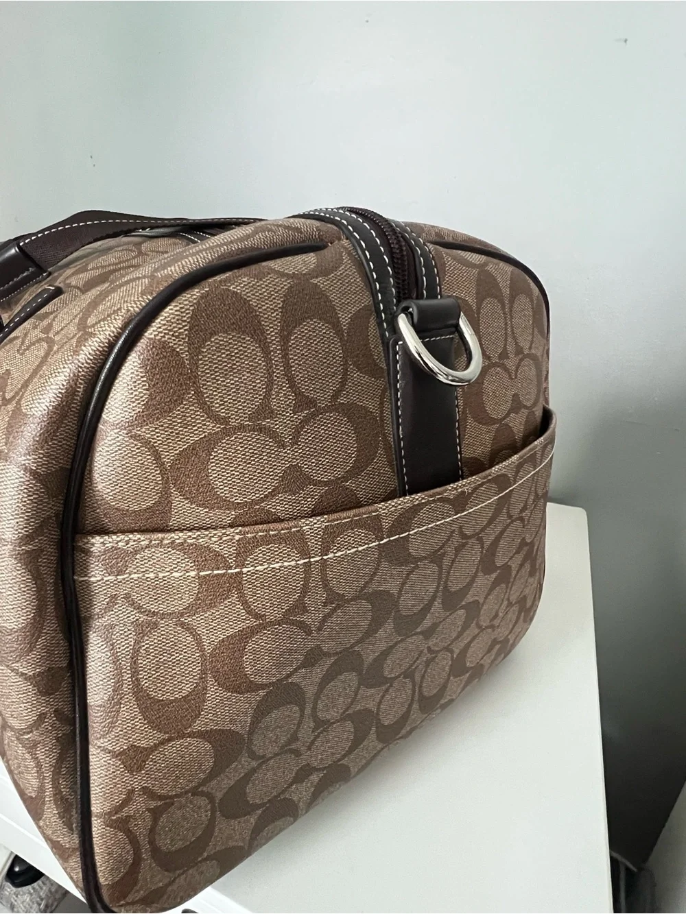 COACH HERITAGE STRIPE WEEKENDER DUFFEL BAG